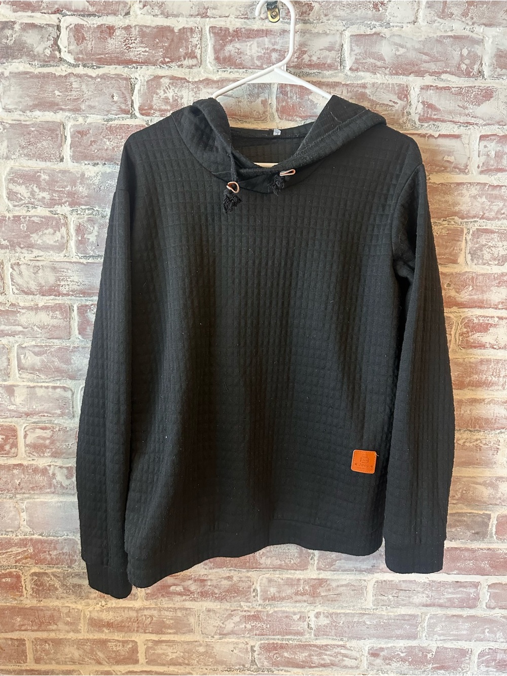 Jeep Black Hoodie with Tan Leather Patch